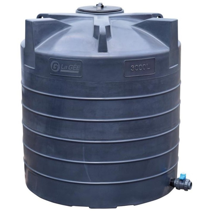 Cuve de stockage d'eau aérienne 3000 L PEHD, Ø 1,60 m La Gée
