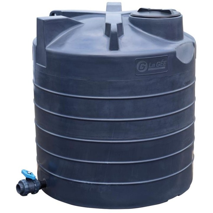Cuve de stockage d'eau aérienne 3000 L PEHD, Ø 1,60 m La Gée