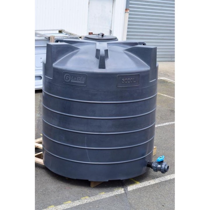 Cuve de stockage d'eau aérienne 3000 L PEHD, Ø 1,60 m La Gée