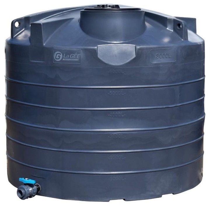 Cuve de stockage d'eau aérienne 8000 L PEHD, Ø 2,39 m La Gée