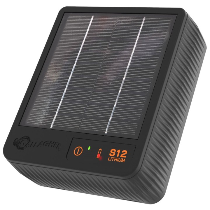 Électrificateur solaire avec batterie Lithium 6 Volt S12 Gallagher + OFFERT 1 piquet de terre gratuit