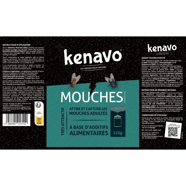Attractif KENAVO® Mouches, pour piège à mouche, sachet 125 gr.