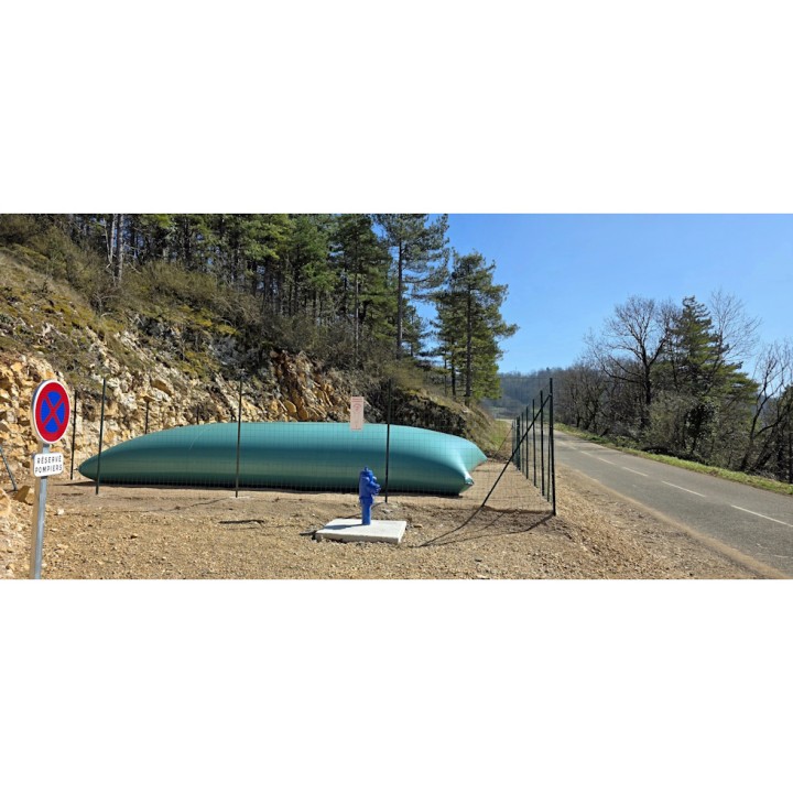 Réserve Citerne souple incendie 60m3 - 1 poteau incendie bleu hors gel, options au choix