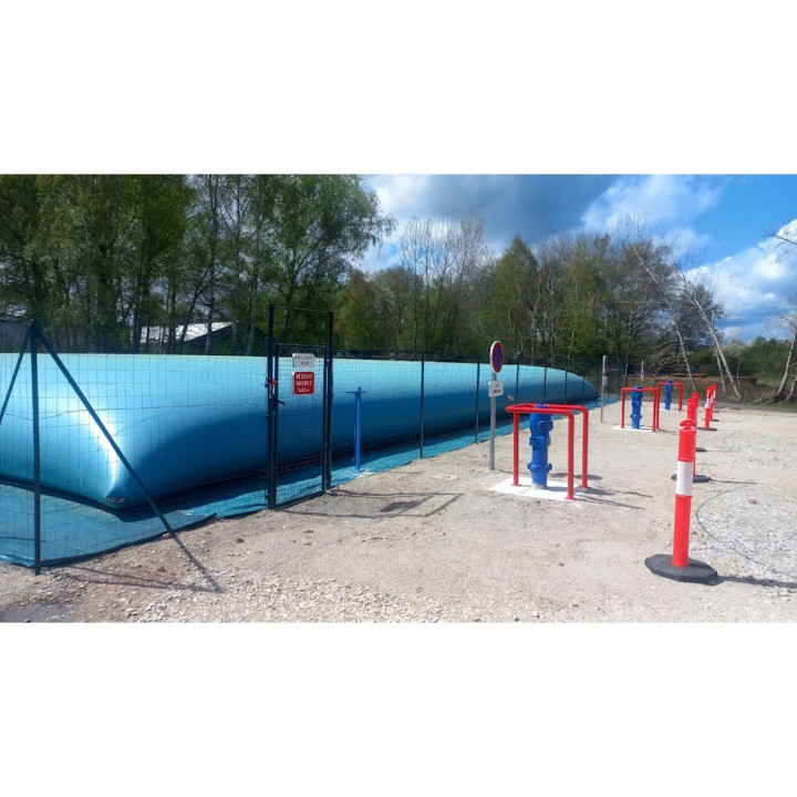 Réserve Citerne souple incendie 120m3 - 1 poteau incendie bleu hors gel, options au choix