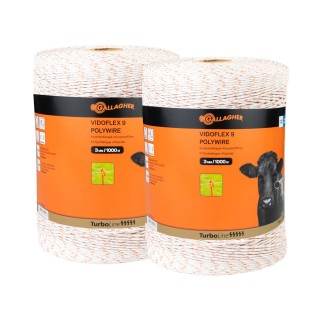 Fil conducteur clôture Vidoflex 9 TurboLine Plus diam. 3 mm, long. 1000 m Gallagher, 2 pcs