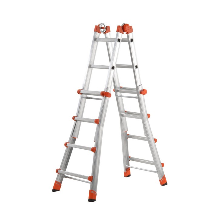 Échelle multifonction télescopique aluminium 4+4 échelons, hauteur travail max. 3,20 m ou 4,70 m