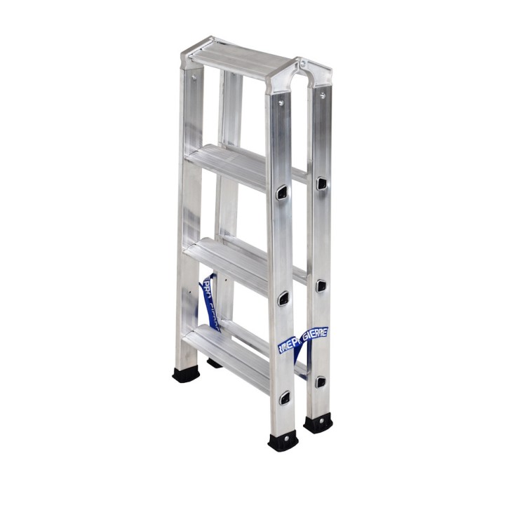 Escabeau double aluminium 4 marches, hauteur travail max. 2,39 m