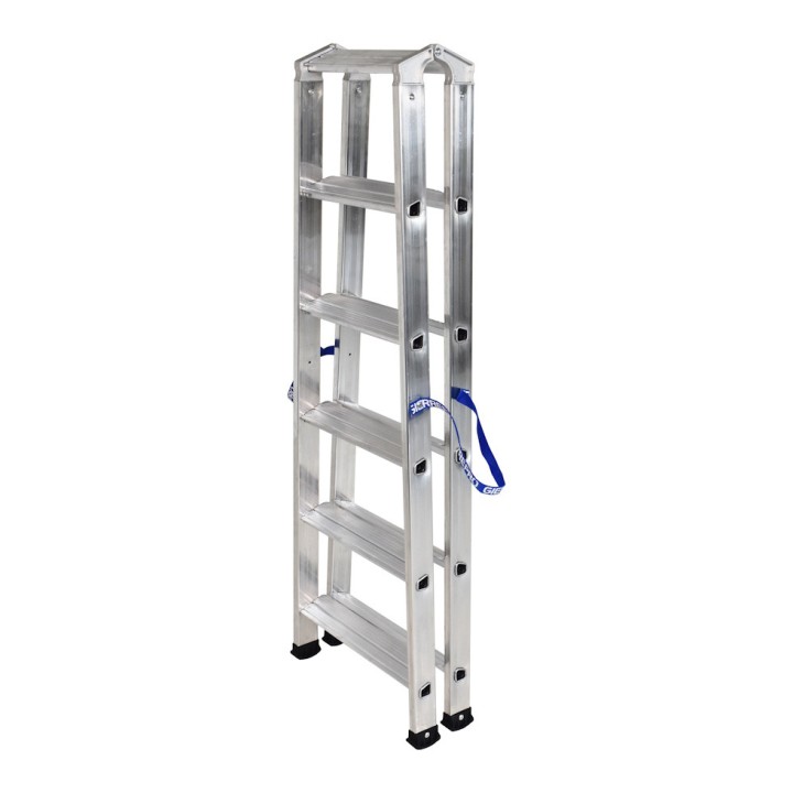 Escabeau double aluminium 6 marches, hauteur travail max. 2,89 m
