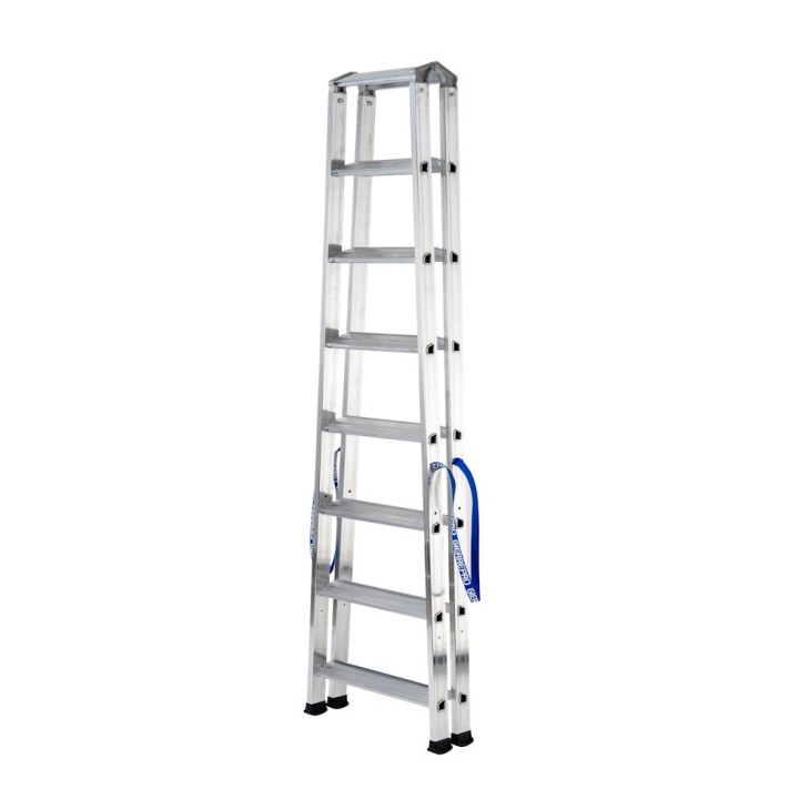 Escabeau double aluminium 8 marches, hauteur travail max. 3,36 m