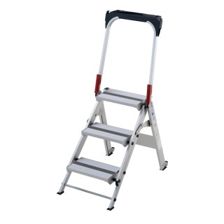 Marche-pieds pliant professionnel aluminium 3 marches, hauteur travail max. 2,66 m
