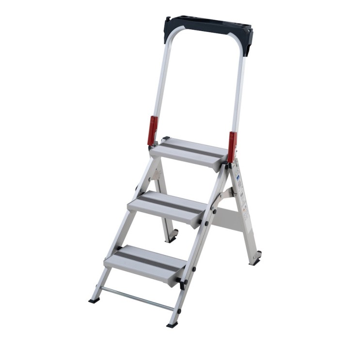 Marche-pieds pliant professionnel aluminium 3 marches, hauteur travail max. 2,66 m