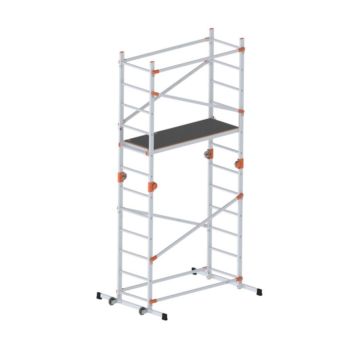 Échafaudage aluminium multifonction pliable 4 en 1 Fast&Lock 200, hauteur travail max. 2,87 m ou 3, 99 m