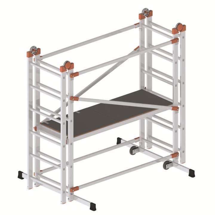 Échafaudage aluminium multifonction pliable 4 en 1 Fast&Lock 200, hauteur travail max. 2,87 m ou 3, 99 m
