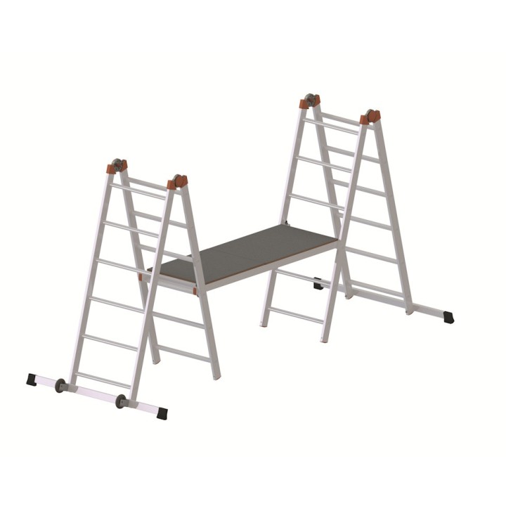 Échafaudage aluminium multifonction pliable 4 en 1 Fast&Lock 200, hauteur travail max. 2,87 m ou 3, 99 m