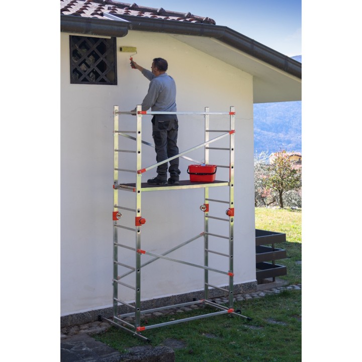 Échafaudage aluminium multifonction pliable 4 en 1 Fast&Lock 200, hauteur travail max. 2,87 m ou 3, 99 m