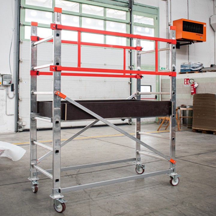Échafaudage tour mobile aluminium hauteur max plateau 1 m, hauteur travail max. 3 m
