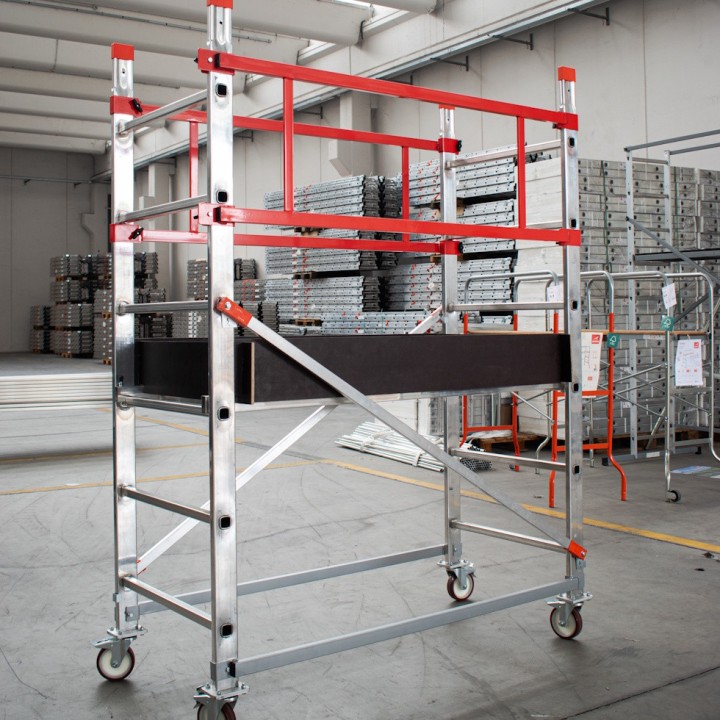 Échafaudage tour mobile aluminium hauteur max plateau 1 m, hauteur travail max. 3 m