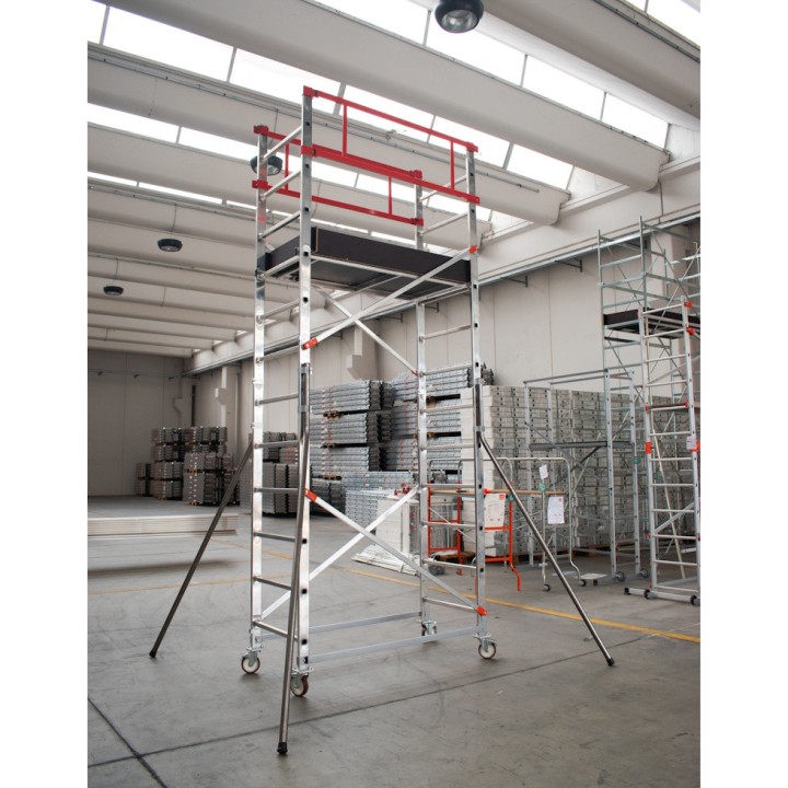 Échafaudage tour mobile aluminium hauteur max. plateau 2,80 m, hauteur travail max. 4,80 m
