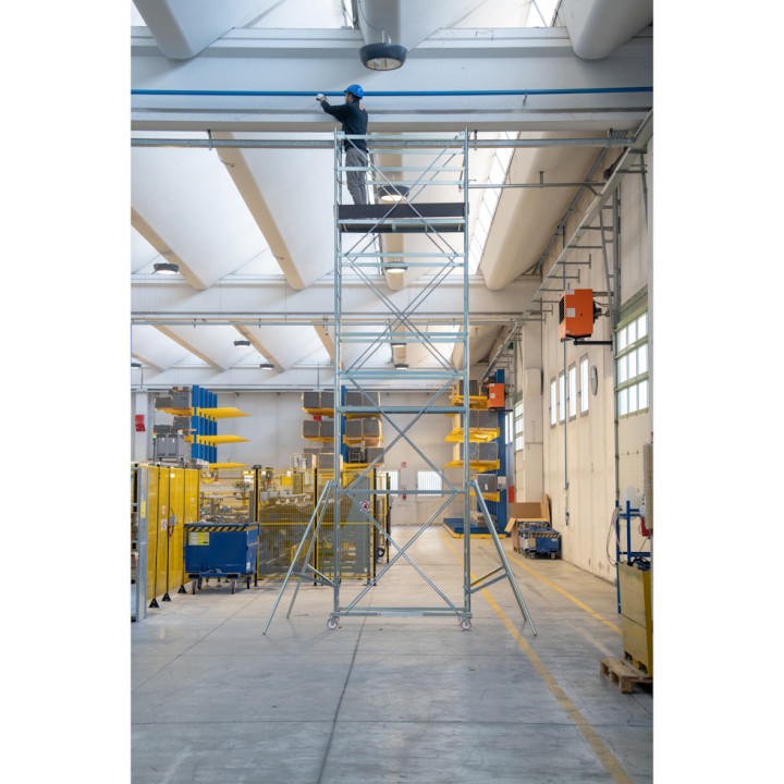 Échafaudage acier roulant 4 rehausses, hauteur travail max. 5,25 m