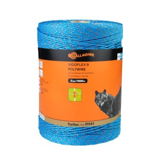 Fil conducteur clôture Vidoflex 9 TurboLine Plus bleu long. 1000 m Gallagher