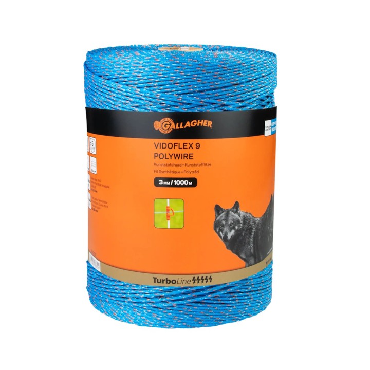 Fil conducteur clôture Vidoflex 9 TurboLine Plus bleu long. 1000 m Gallagher