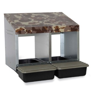 Nid pondoir poules 2 compartiments camouflage, fond plastique