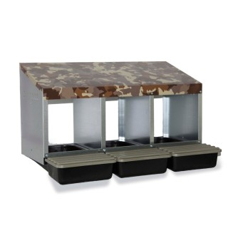 Nid pondoir poules 3 compartiments camouflage, fond plastique