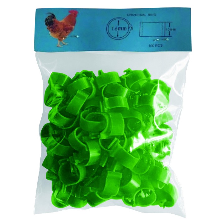 Bagues à clip pour pattes volailles 16 mm, 100 unités