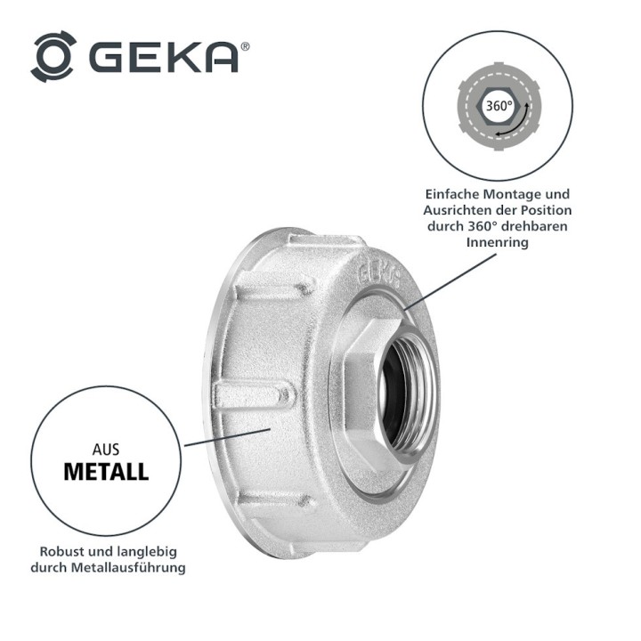 GEKA plus adaptateur IBC, en 2 parties, Al, S60x6, IG G3/4, carte