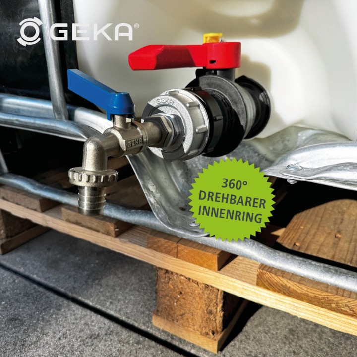 Kit GEKA plus adaptateur IBC, S60x6, a. vanne de déch. à bille, 3/4"