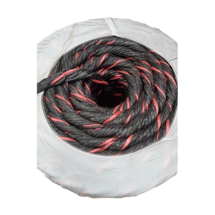Corde PP 8 brins, toron de scierie noir / rouge multi-usage
