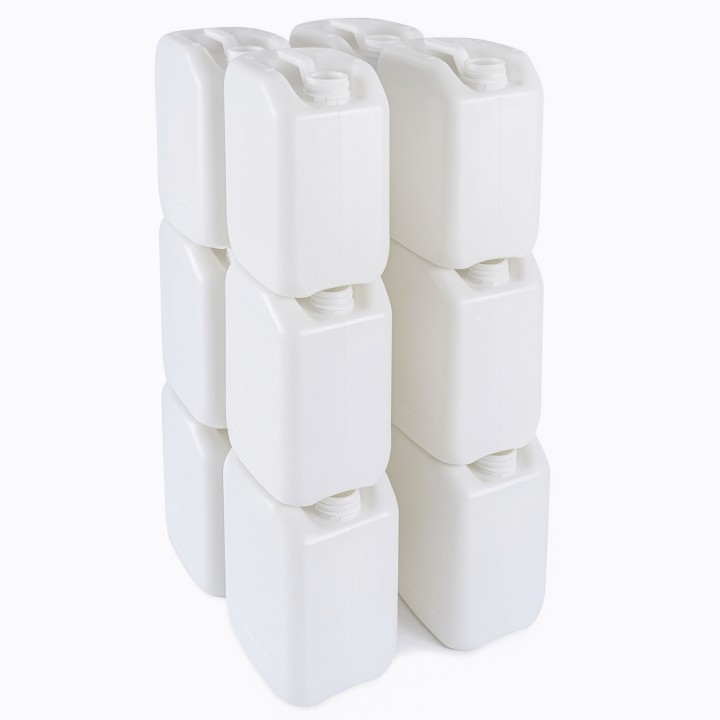 Lot de 10 jerrycan 5 litres - Colori naturel avec bouchon noir