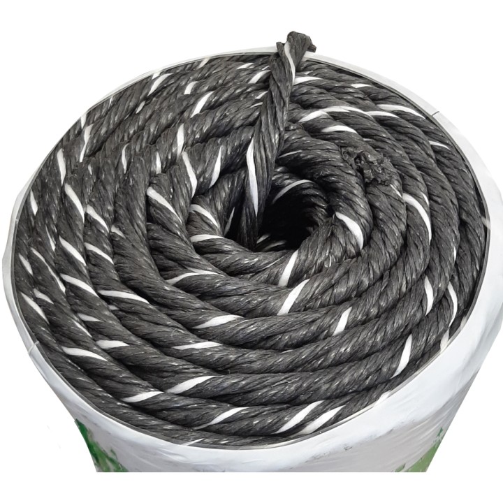 Corde PP 10 brins, toron de scierie noir / blanc multi-usage