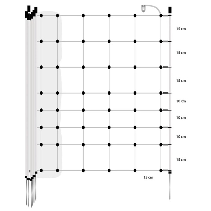 Filet moutons Turbo blanc pointe simple haut. 90 cm, rouleau de 50 m Gallagher
