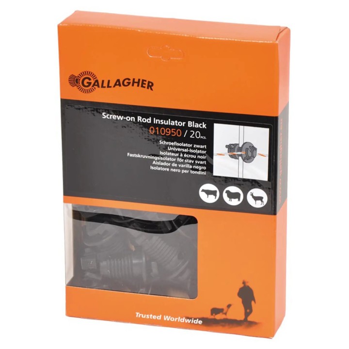 Isolateur à écrou noir diam. 4 - 10 mm Gallagher (20 unités)