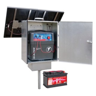Kit estive électrificateur solaire SECUR 5 J, 66 W, accu 12 V 85 Ah, boitier antivol Lacmé