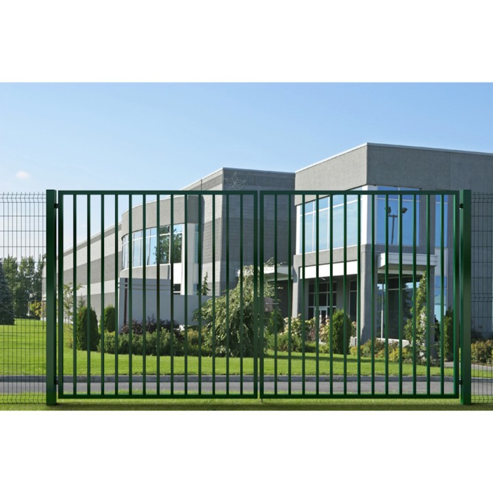Portail 2 vantaux Gris Classic Pro Barreaudé Largeur 3m