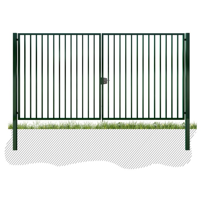 Portail 2 vantaux Gris Classic Pro Barreaudé Largeur 3m