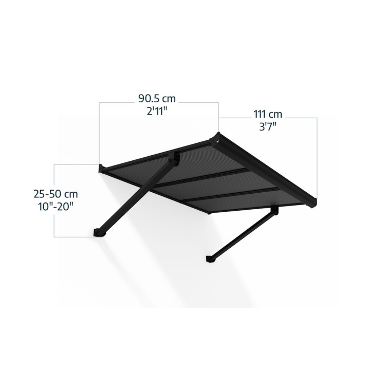 Auvent de porte Canopy Augustine Canopia - Noir - gris opaque