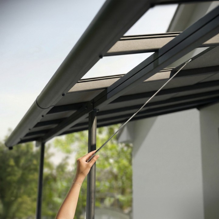 Pergola Sierra Cabrio Canopia - Structure en aluminium gris - Panneaux opaques gris