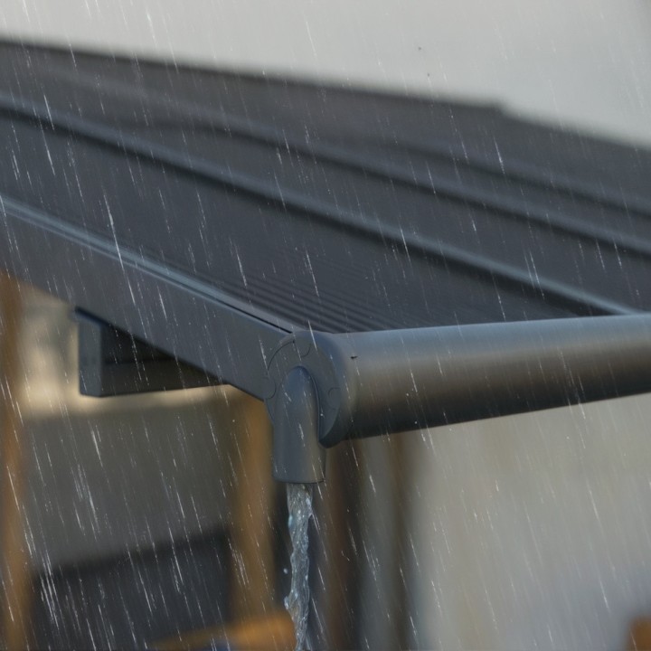 Pergola Sierra Cabrio Canopia - Structure en aluminium gris - Panneaux opaques gris