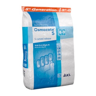 Engrais Enrobé Osmocote 5 S-curved 16.8.12 + 2.2 Mgo + OE , 8/9 mois - ICL - Sac 25 kg