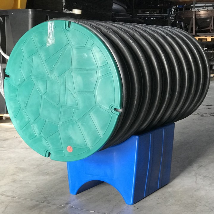 Support réversible PEHD bleu Plast'Up pour fût 60L et 200L