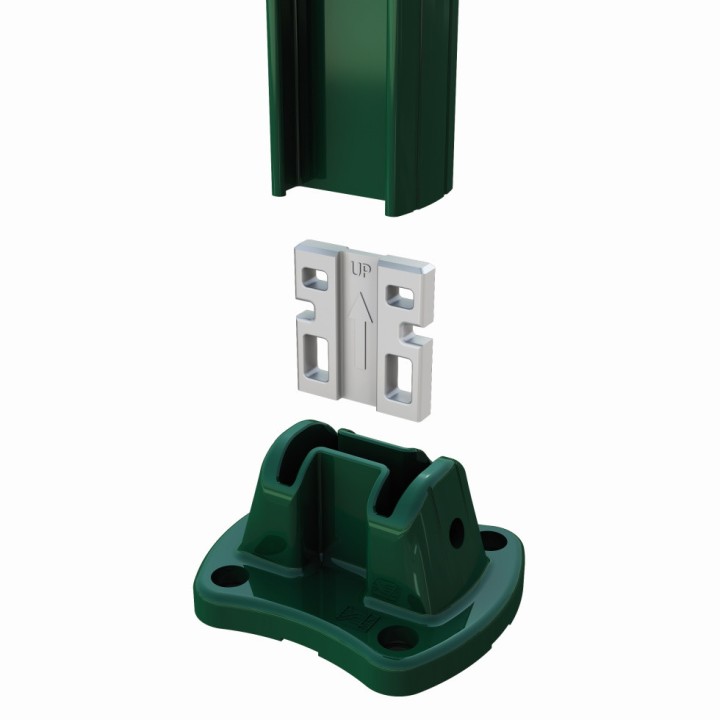 Platine Aluminium Vert et Gris pour Poteau Moreda Easyclip pour Panneau Rigide