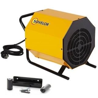 Chauffage mobile électrique C3 Sovelor 230 V air pulsé 3.3 KW + support mur