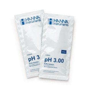 Solution tampon Hanna Instruments, pH 3,00, certificat d'analyse, 25 sachets