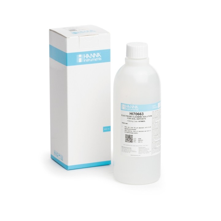 Solution nettoyage Hanna Instruments, pour électrodes, sols, bouteille 500 ml