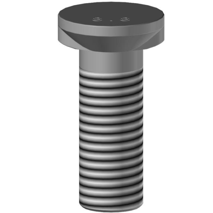 25 boulons (vis + écrou) Ø 12 mm, longueur 35 mm avec empreinte 2 ergots - Pas 175