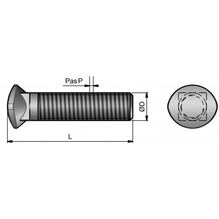 25 boulons (vis + écrou) Ø 10 mm, longueur 45 mm pour socs vibroculteurs - Pas 150