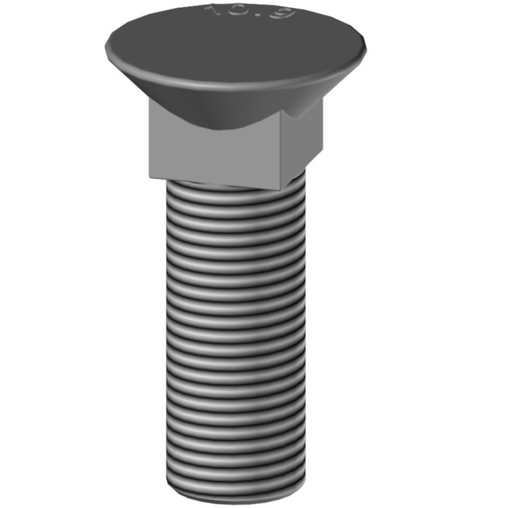 25 boulons (vis + écrou) Ø 12 mm, longueur 35 mm, tête fraisée - Pas 175